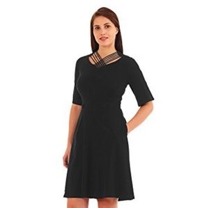Eshakti Lattice Work Neck Cotton Knit Dress XL-18